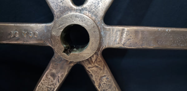 WWII Bronze & Brass Ship Steering Wheel w/ King Spoke Indicator GS00407