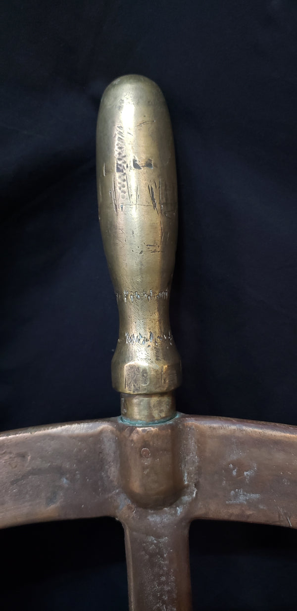 WWII Bronze & Brass Ship Steering Wheel w/ King Spoke Indicator GS00407