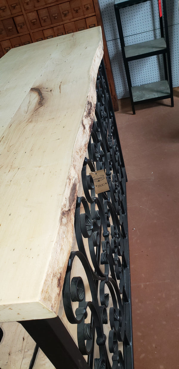 Custom Made Wrought Iron & Wood Console Table with 3 Shelves  GS00408