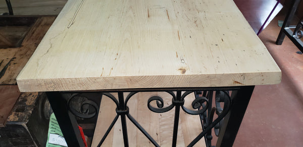 Custom Made Wrought Iron & Wood Console Table with 3 Shelves  GS00408