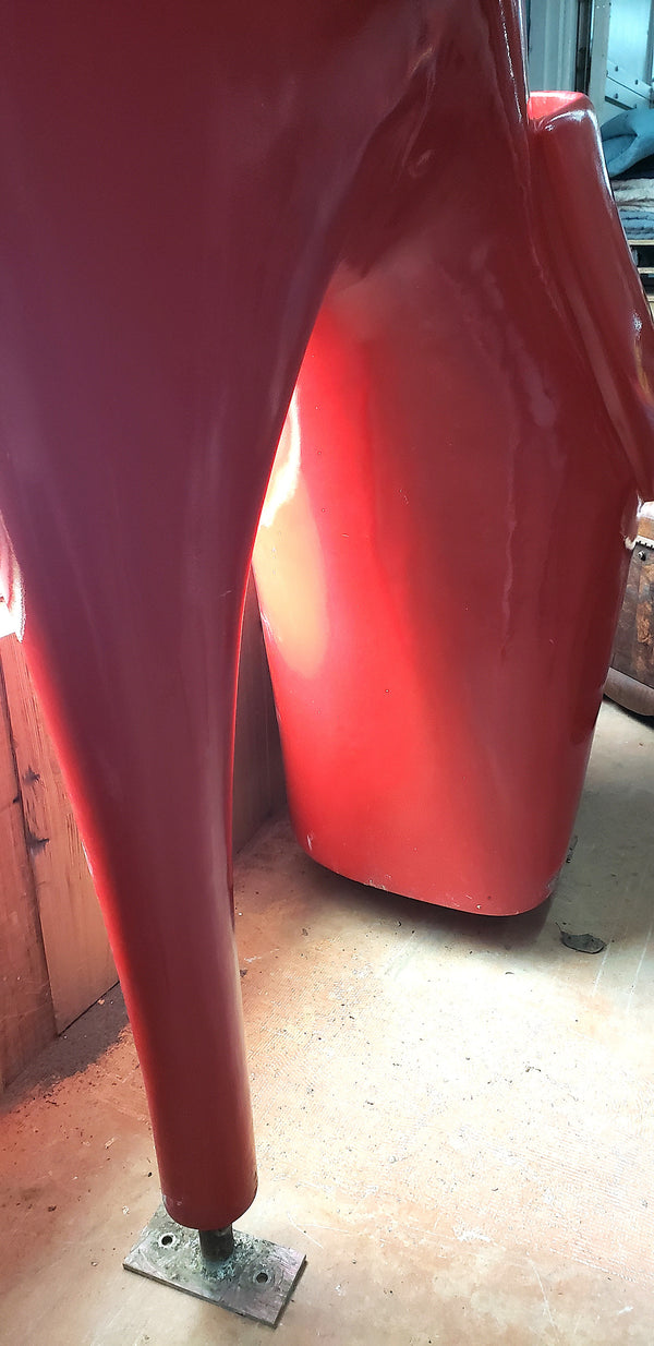 Vintage 5 Foot Tall Fiberglass Red High Heel Pump Shoe 63" x 68" x 30" GS00411