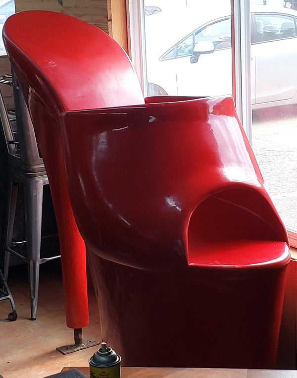 Vintage 5 Foot Tall Fiberglass Red High Heel Pump Shoe 63" x 68" x 30" GS00411