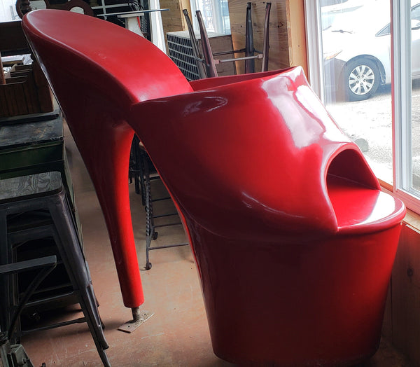 Vintage 5 Foot Tall Fiberglass Red High Heel Pump Shoe 63" x 68" x 30" GS00411