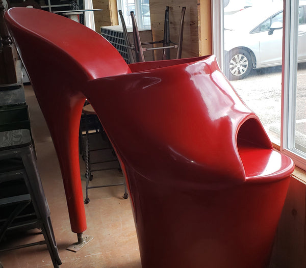 Vintage 5 Foot Tall Fiberglass Red High Heel Pump Shoe 63" x 68" x 30" GS00411