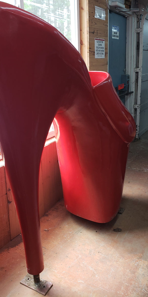 Vintage 5 Foot Tall Fiberglass Red High Heel Pump Shoe 63" x 68" x 30" GS00411