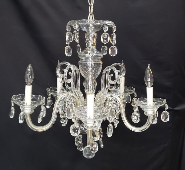 5 Light Crystal Prism Chandelier with Multiple Shaped Prisms 22" x 22"  GS00412