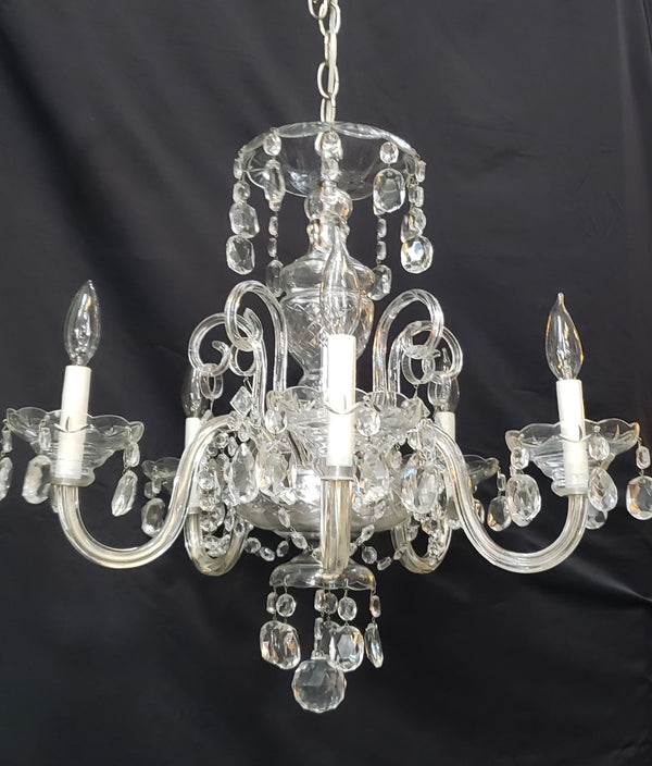 5 Light Crystal Prism Chandelier with Multiple Shaped Prisms 22" x 22"  GS00412