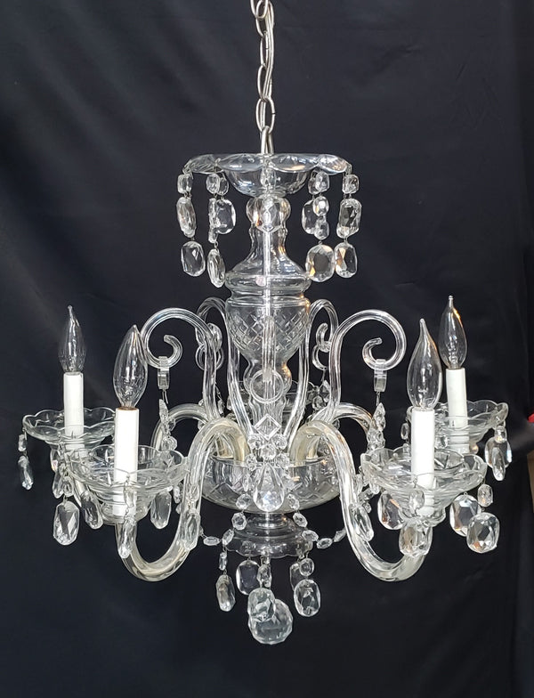 5 Light Crystal Prism Chandelier with Multiple Shaped Prisms 22" x 22"  GS00412
