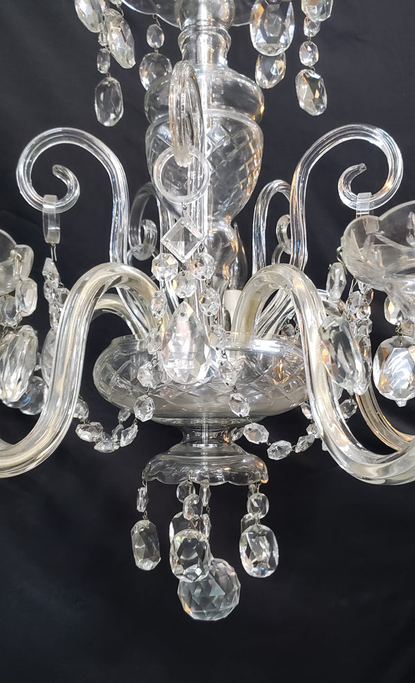 5 Light Crystal Prism Chandelier with Multiple Shaped Prisms 22" x 22"  GS00412