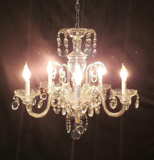 5 Light Crystal Prism Chandelier with Multiple Shaped Prisms 22" x 22"  GS00412