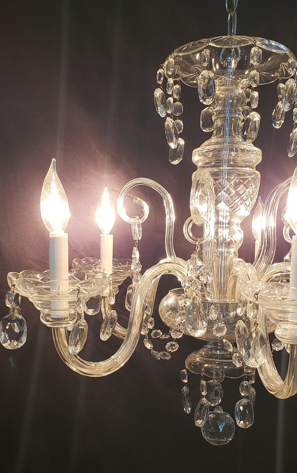 5 Light Crystal Prism Chandelier with Multiple Shaped Prisms 22" x 22"  GS00412