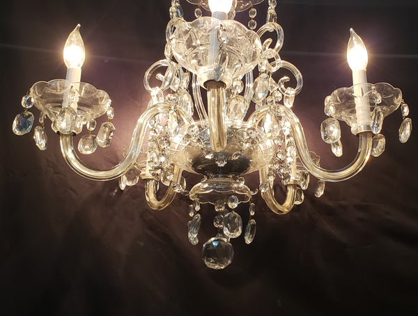 5 Light Crystal Prism Chandelier with Multiple Shaped Prisms 22" x 22"  GS00412
