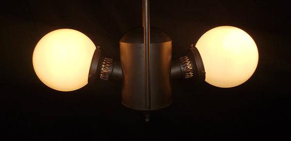 Restored Converted Gas to Electric 2 Light Ceiling Fixture  22" x 20" GS00413