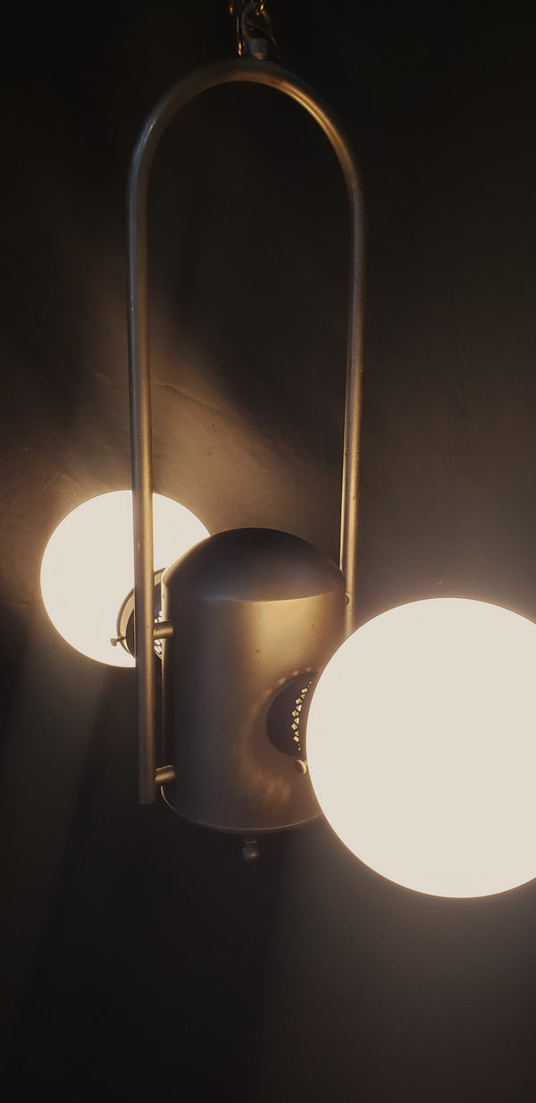 Restored Converted Gas to Electric 2 Light Ceiling Fixture  22" x 20" GS00413
