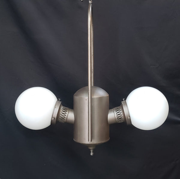 Restored Converted Gas to Electric 2 Light Ceiling Fixture  22" x 20" GS00413