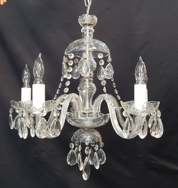 5 Light Crystal Chandelier with Tear Drop Prisms & Canopy Top 20" x 20" GS00415