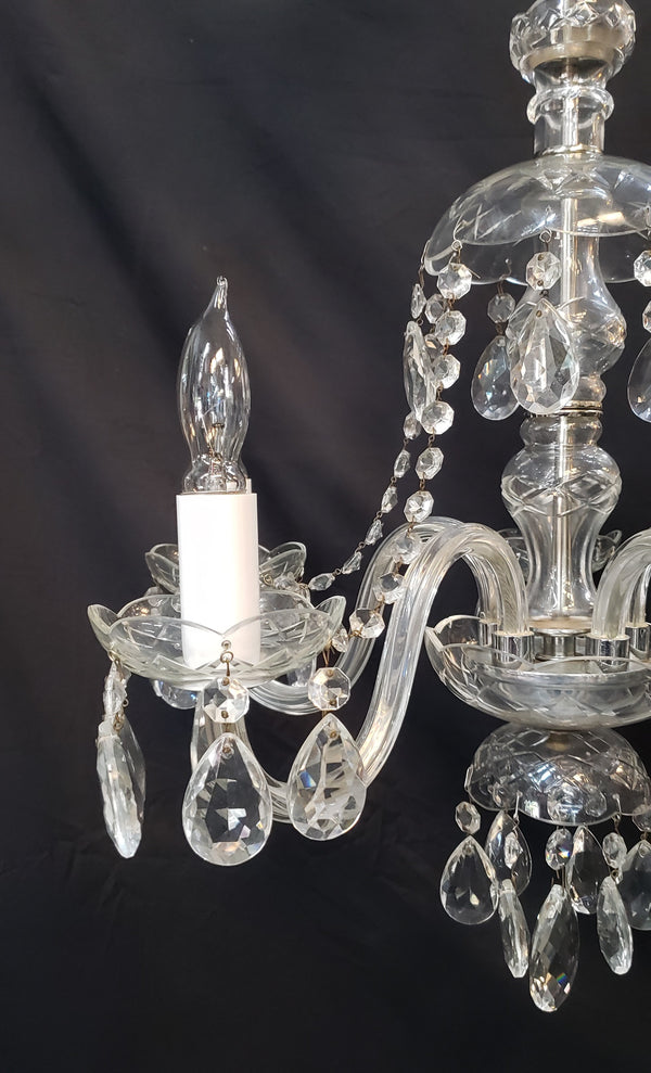 5 Light Crystal Chandelier with Tear Drop Prisms & Canopy Top 20" x 20" GS00415