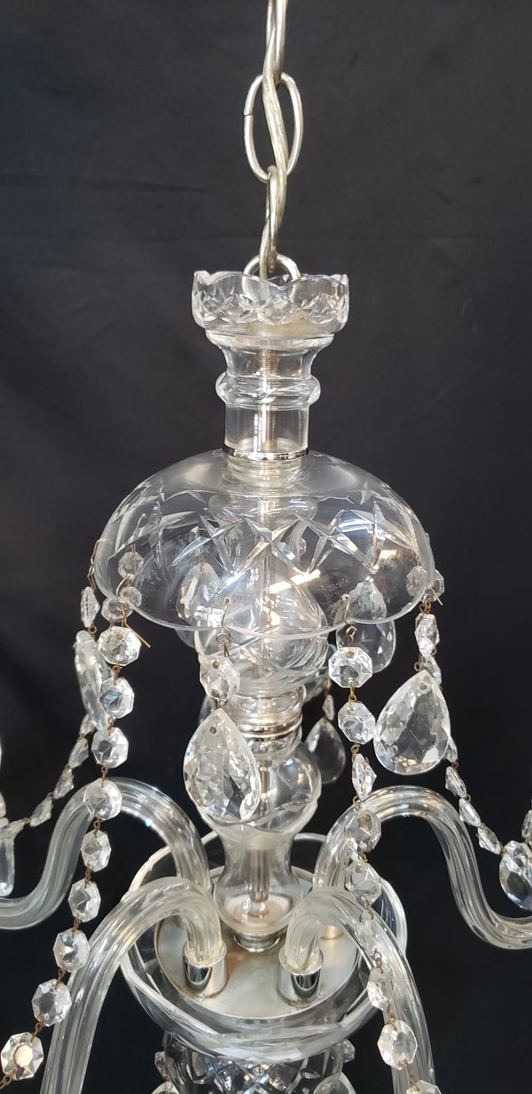 5 Light Crystal Chandelier with Tear Drop Prisms & Canopy Top 20" x 20" GS00415
