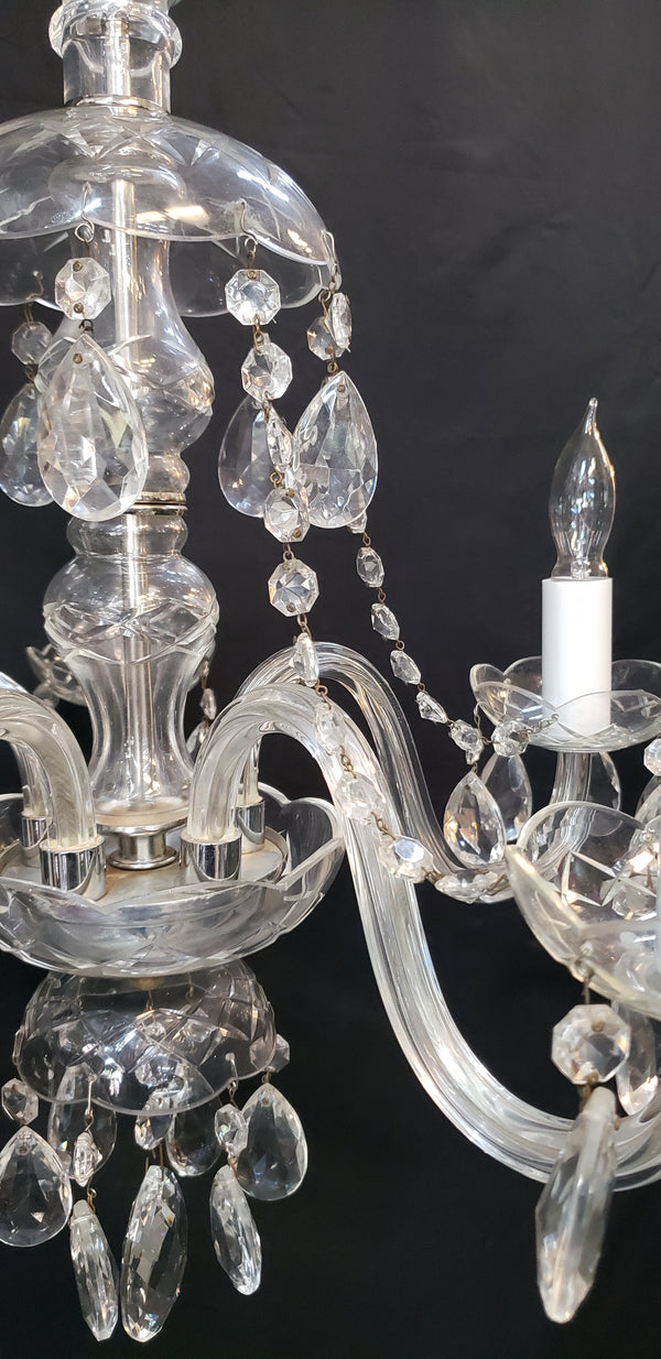 5 Light Crystal Chandelier with Tear Drop Prisms & Canopy Top 20" x 20" GS00415