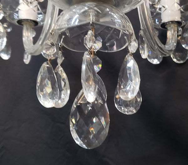 5 Light Crystal Chandelier with Tear Drop Prisms & Canopy Top 20" x 20" GS00415