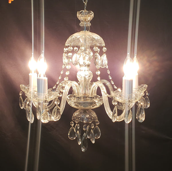 5 Light Crystal Chandelier with Tear Drop Prisms & Canopy Top 20" x 20" GS00415