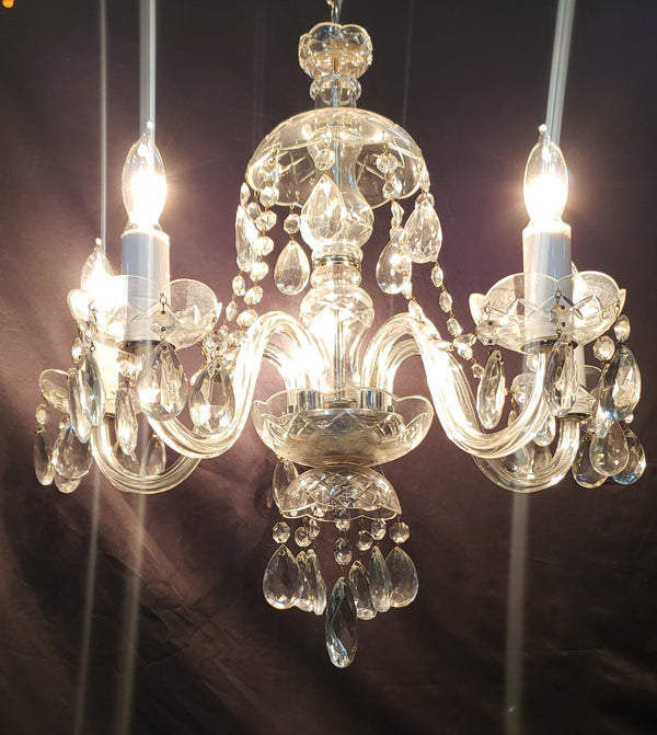 5 Light Crystal Chandelier with Tear Drop Prisms & Canopy Top 20" x 20" GS00415