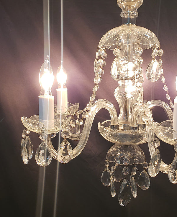 5 Light Crystal Chandelier with Tear Drop Prisms & Canopy Top 20" x 20" GS00415