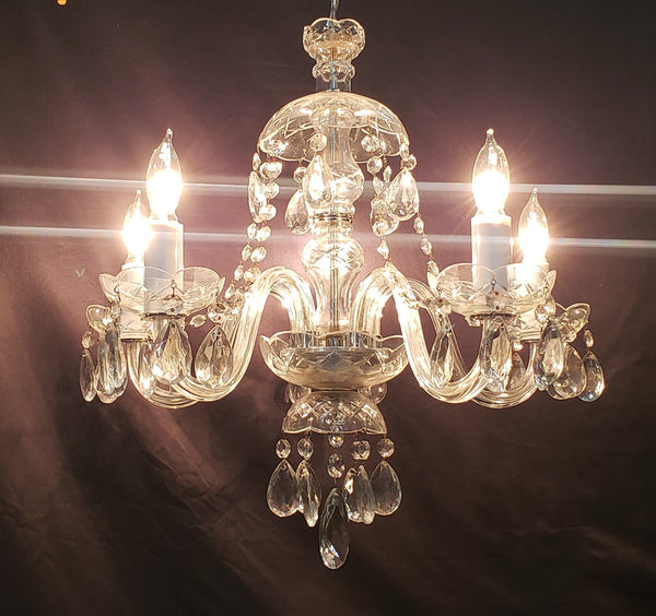 5 Light Crystal Chandelier with Tear Drop Prisms & Canopy Top 20" x 20" GS00415