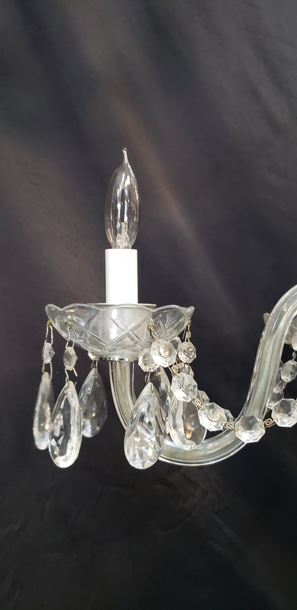 5 Light Crystal Chandelier w/ Etched Glass Shades & Canopy Top 21" x 19" GS00416