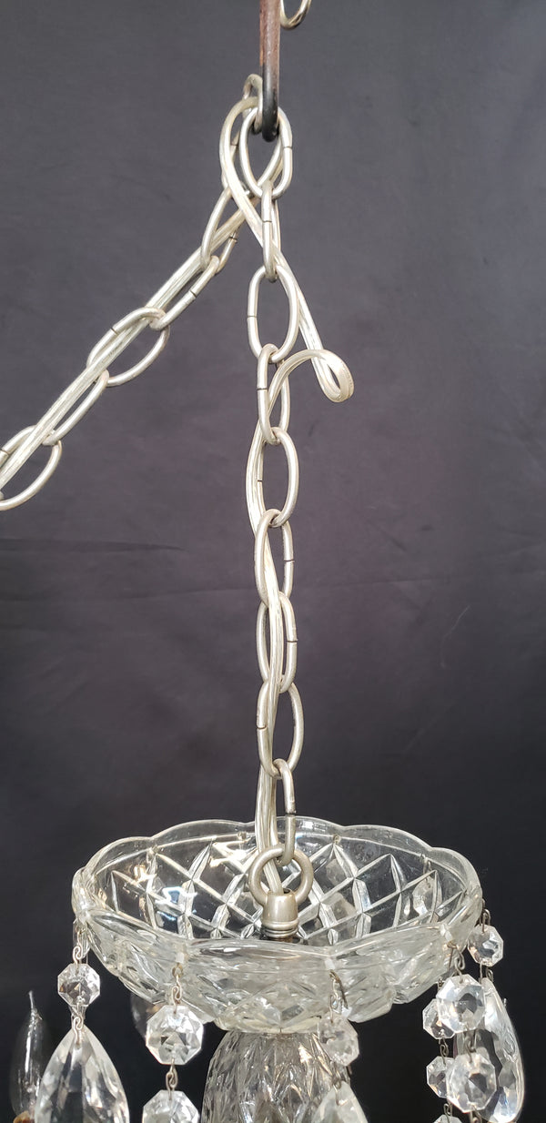 5 Light Crystal Chandelier w/ Etched Glass Shades & Canopy Top 21" x 19" GS00416