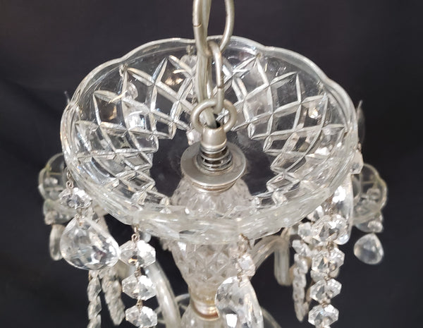 5 Light Crystal Chandelier w/ Etched Glass Shades & Canopy Top 21" x 19" GS00416