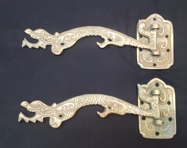 Pair of Ornate Solid Brass Griffin Swivel Hall Tree Hooks 8" x 3 3/8" GS00419