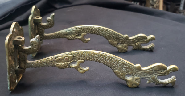 Pair of Ornate Solid Brass Griffin Swivel Hall Tree Hooks 8" x 3 3/8" GS00419