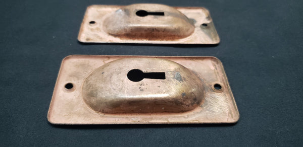 Pair of Pocket Door Escutcheon Plates with Key Holes  4" x 2" GS00420