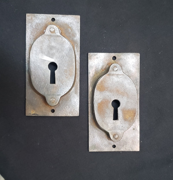 Restored Victorian Eastlake Pocket Door Plates w/ Key Holes  4" x 2 1/8" GS00421