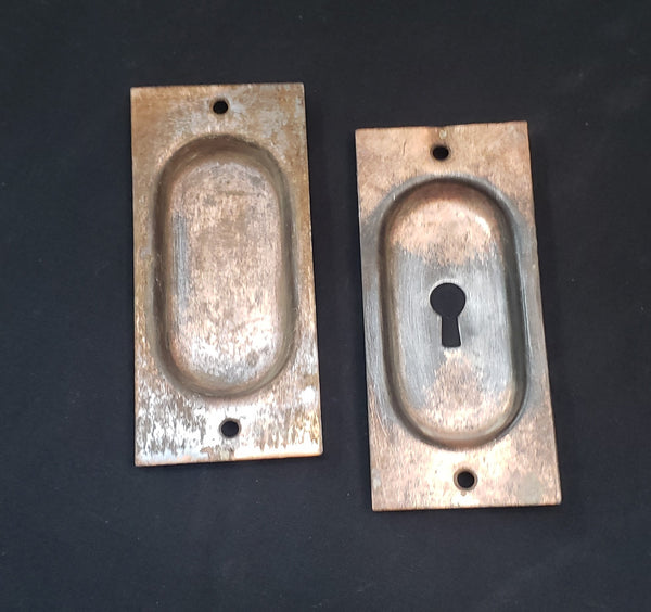 Restored Pocket Door Escutcheon Plates 4 5/8" x 2 1/8" GS00424
