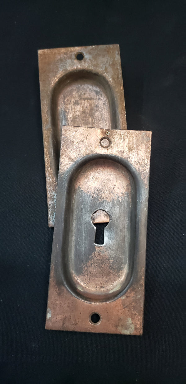 Restored Pocket Door Escutcheon Plates 4 5/8" x 2 1/8" GS00424