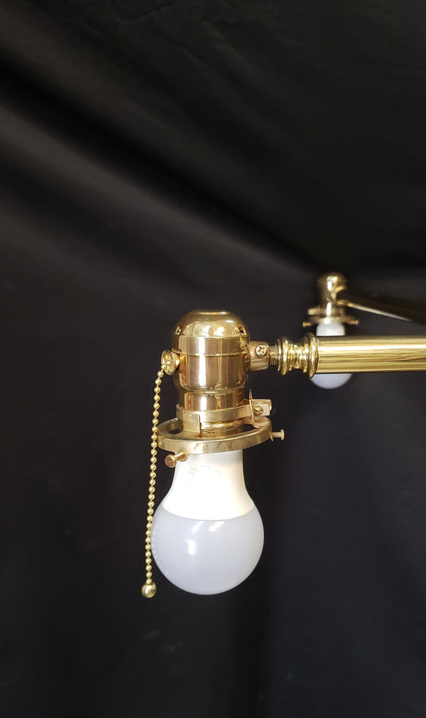 Vintage Pool Table Lighting w/ Ornate Brass Trim & Shades 53" x 25" x 42"GS00433