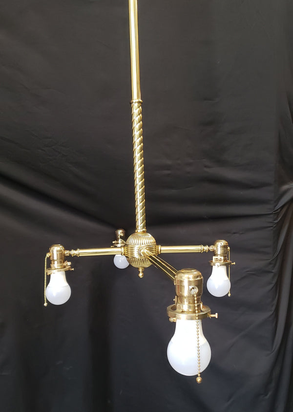 Vintage Pool Table Lighting w/ Ornate Brass Trim & Shades 53" x 25" x 42"GS00433