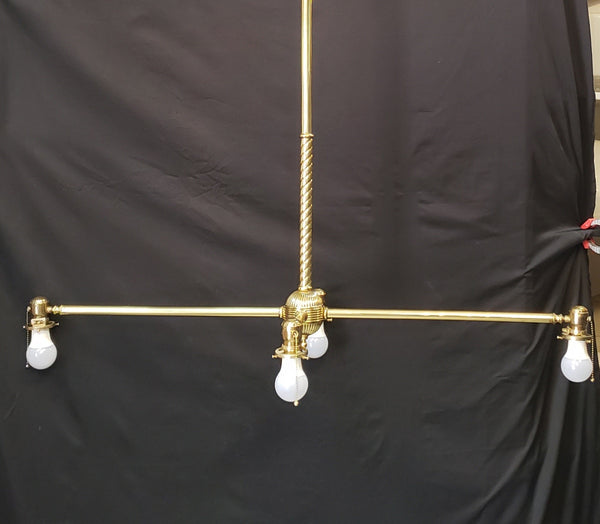Vintage Pool Table Lighting w/ Ornate Brass Trim & Shades 53" x 25" x 42"GS00433