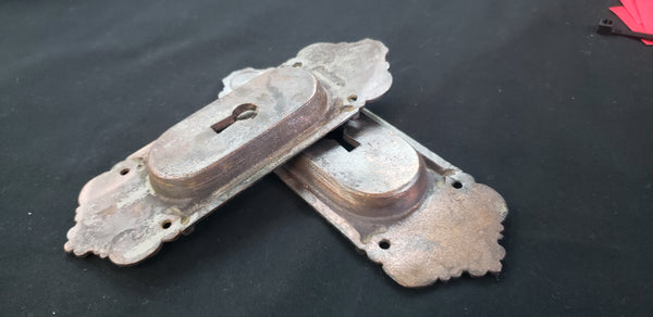 Restored Victorian Eastlake Pocket Door Key Hole Plates  6 1/4" x 2 1/4" GS00427