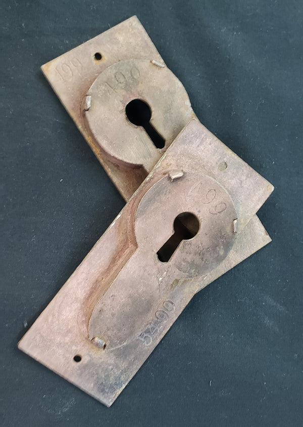 Restored Pocket Door Key Hole Shaped Escutcheon Plates  4 5/8" x 1 7/8" GS00428