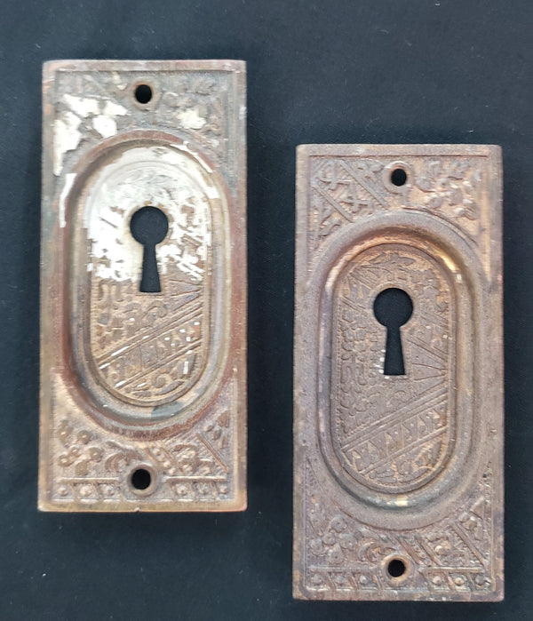 Victorian Pocket Door Key Hole Escutcheon Plates  4 5/8" x 2 1/16" GS00429