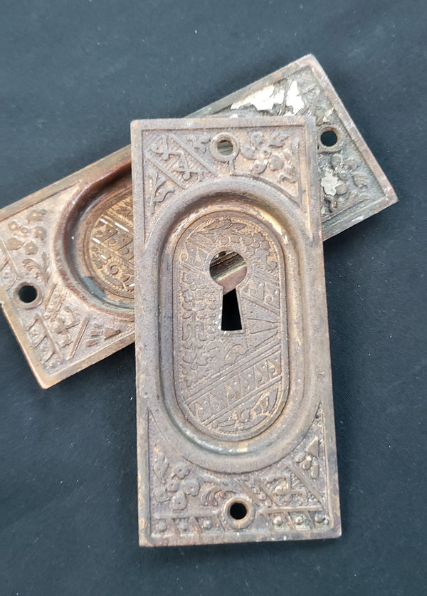 Victorian Pocket Door Key Hole Escutcheon Plates  4 5/8" x 2 1/16" GS00429