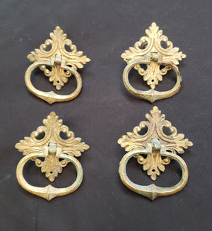 Set of 4 Solid Brass Two Piece Diamond Shaped Furniture Drop Pulls GS00432