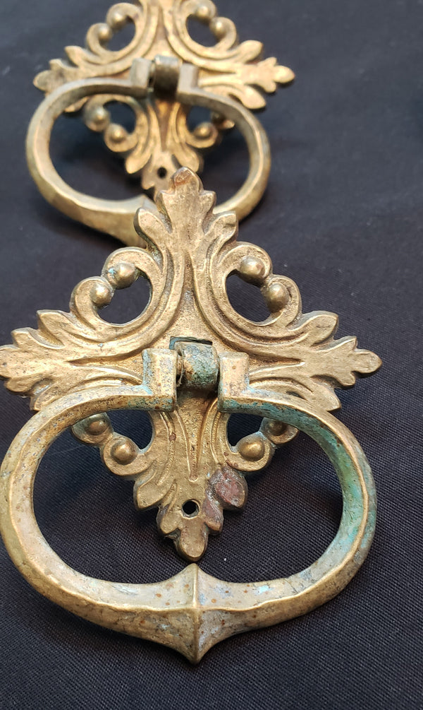 Set of 4 Solid Brass Two Piece Diamond Shaped Furniture Drop Pulls GS00432
