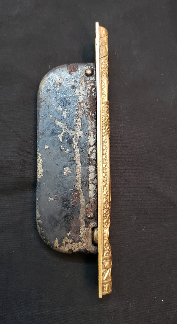 Restored Victorian Eastlake Pocket Door Lock Set w/ Key Hole Plates GS00439