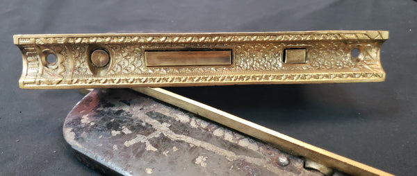 Restored Victorian Eastlake Pocket Door Lock Set w/ Key Hole Plates GS00439