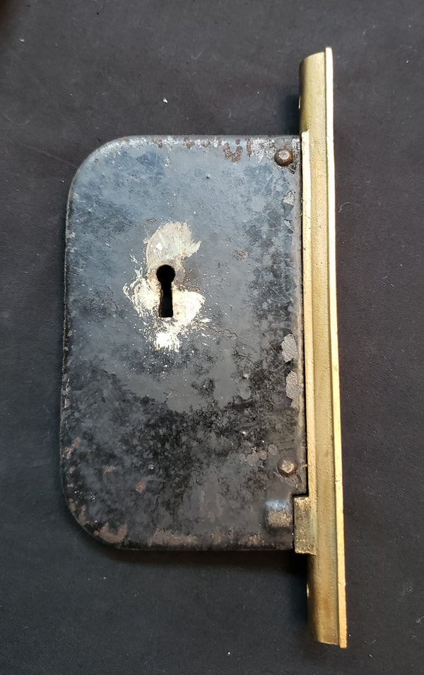 Restored Victorian Eastlake Pocket Door Lock Set w/ Key Hole Plates GS00439