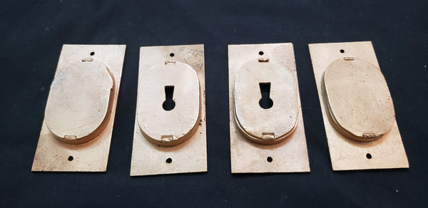 Restored Victorian Eastlake Pocket Door Lock Set w/ Key Hole Plates GS00439